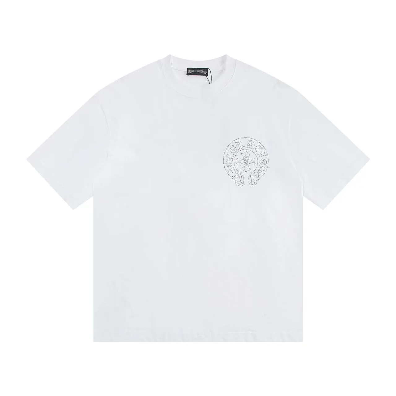 🅿️170 Style: 2025 new Croix heart hot diamond short-sleeved T-shirt Material: High version 300g double yarn combed cotton Size: S～XL Color: White Style number: Z028